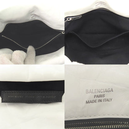 Balenciaga Monaco Sling Bag BB Logo Silver Calfskin Leather White