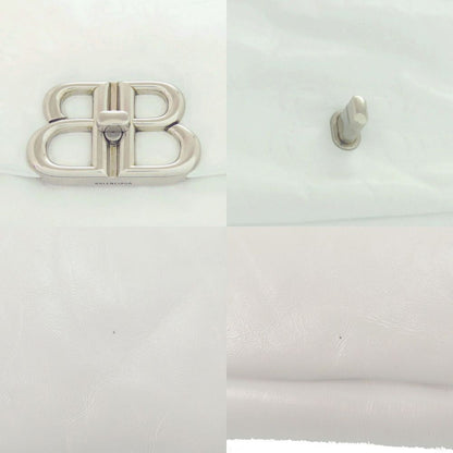 Balenciaga Monaco Sling Bag BB Logo Silver Calfskin Leather White