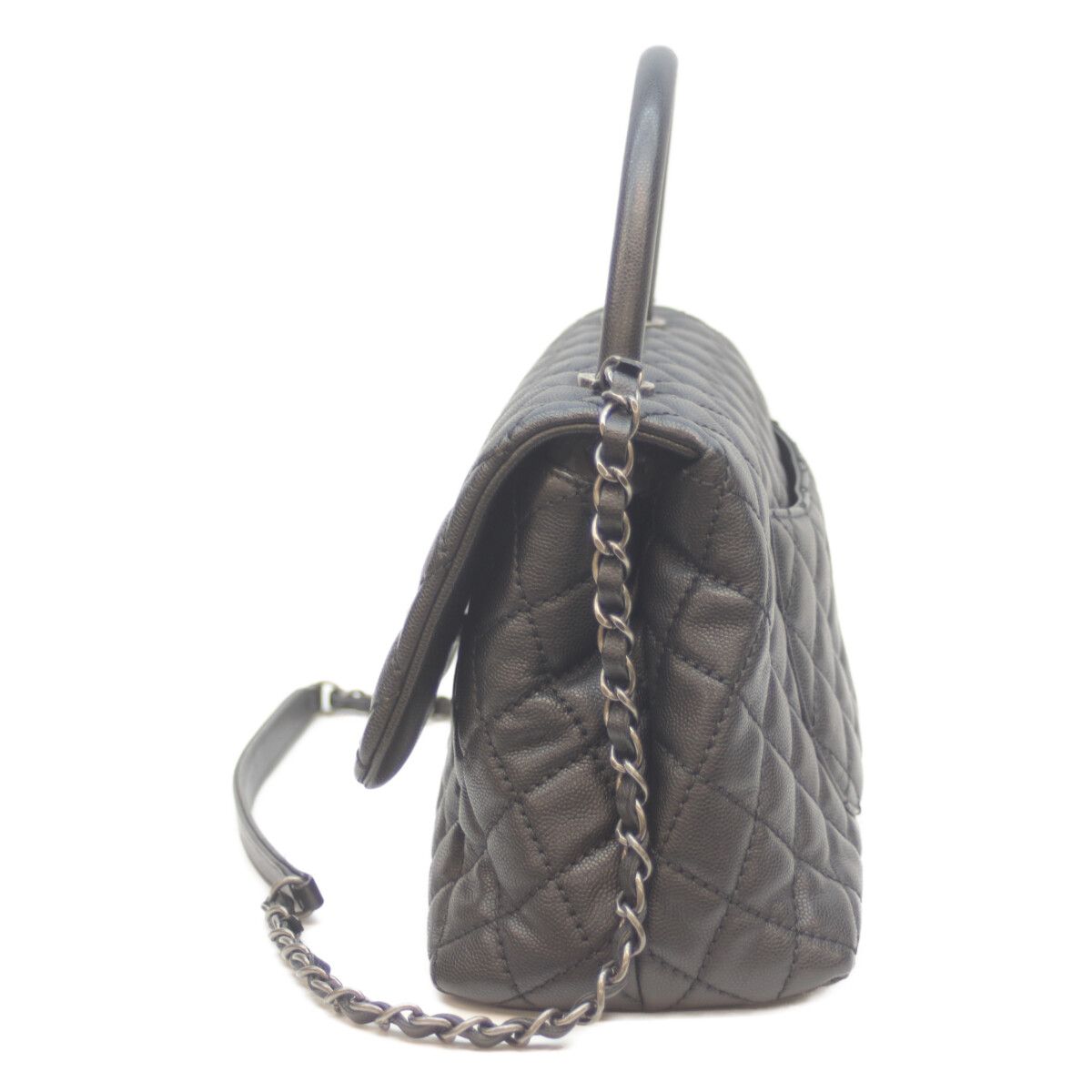 Chanel Black Silver Caviar Quilted Coco Handle 29 Handbag — view 2