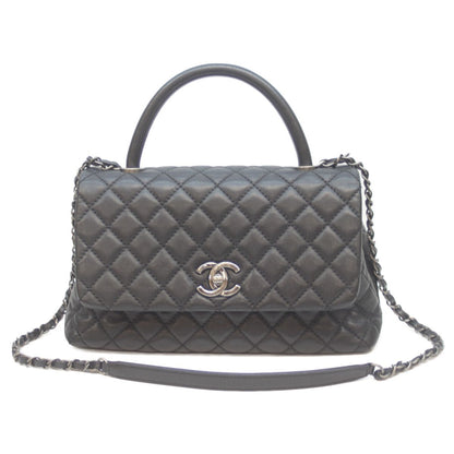 Chanel Black Silver Caviar Quilted Coco Handle 29 Handbag