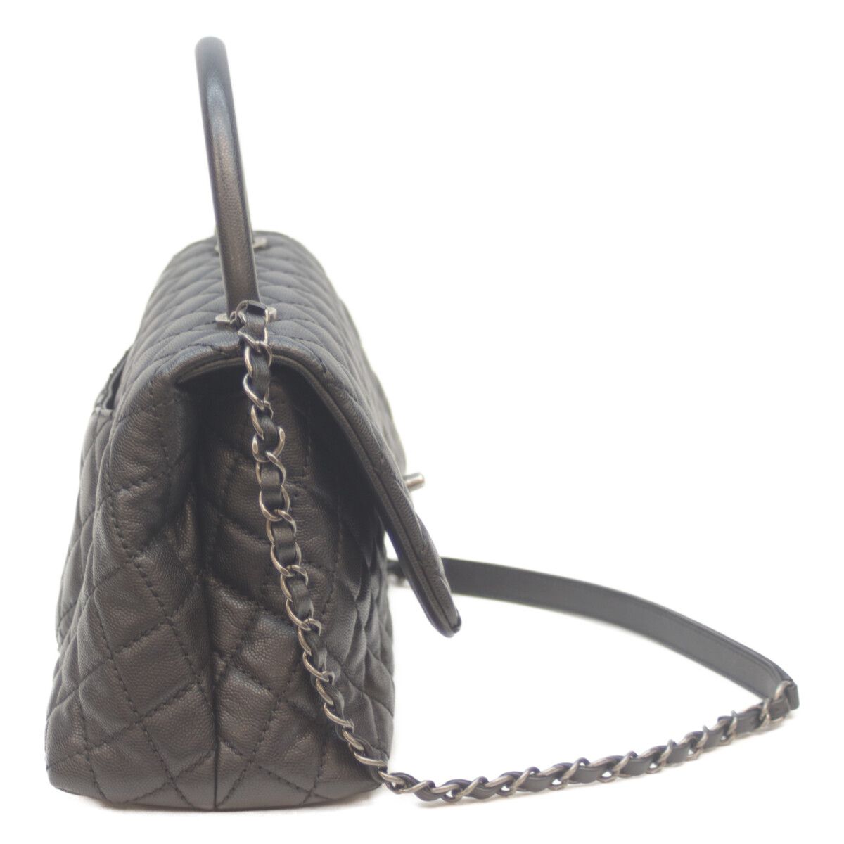 Chanel Black Silver Caviar Quilted Coco Handle 29 Handbag — view 4