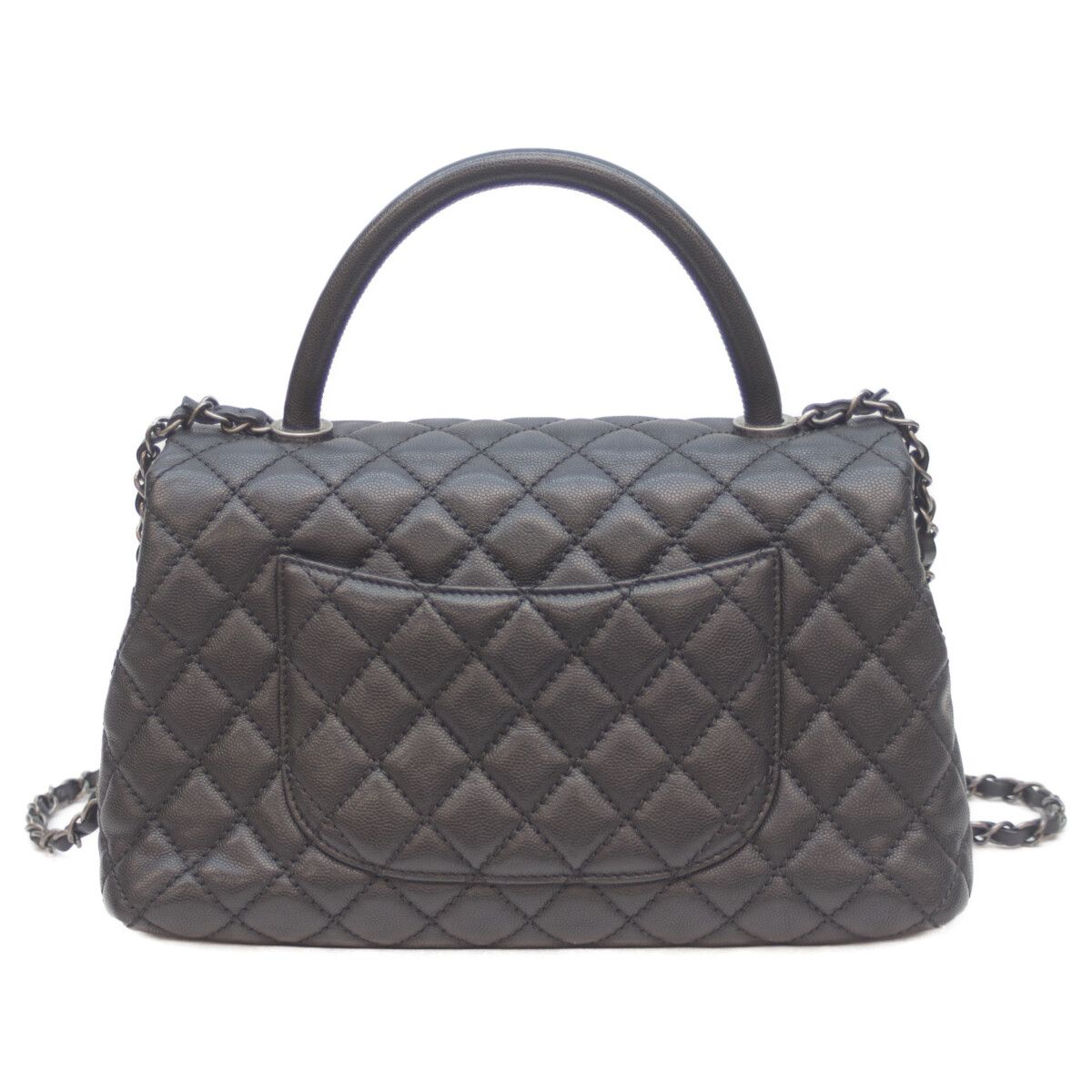 Chanel Black Silver Caviar Quilted Coco Handle 29 Handbag — view 3