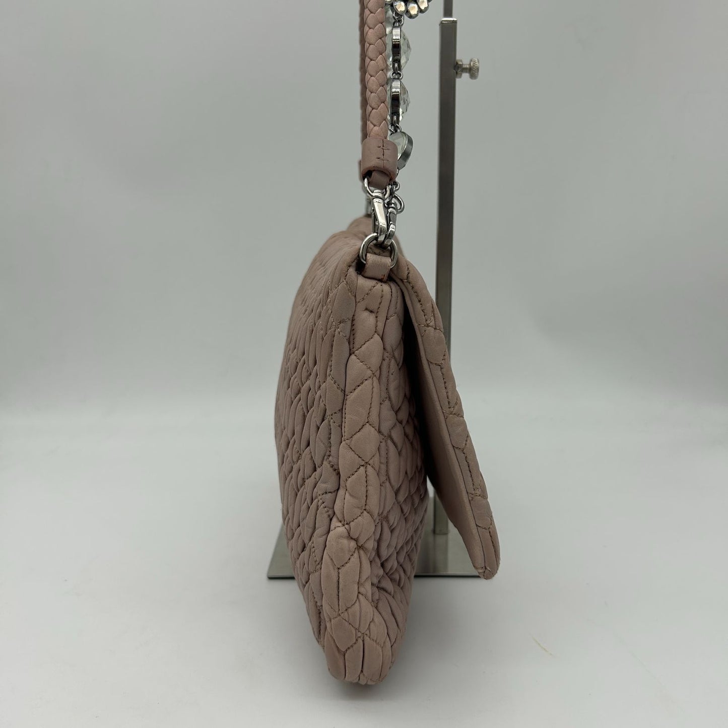 Miu Miu Nappa Crystal Matelasse Leather Bag Pink — view 3