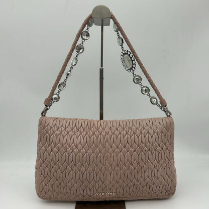 Miu Miu Nappa Crystal Matelasse Leather Bag Pink — view 2