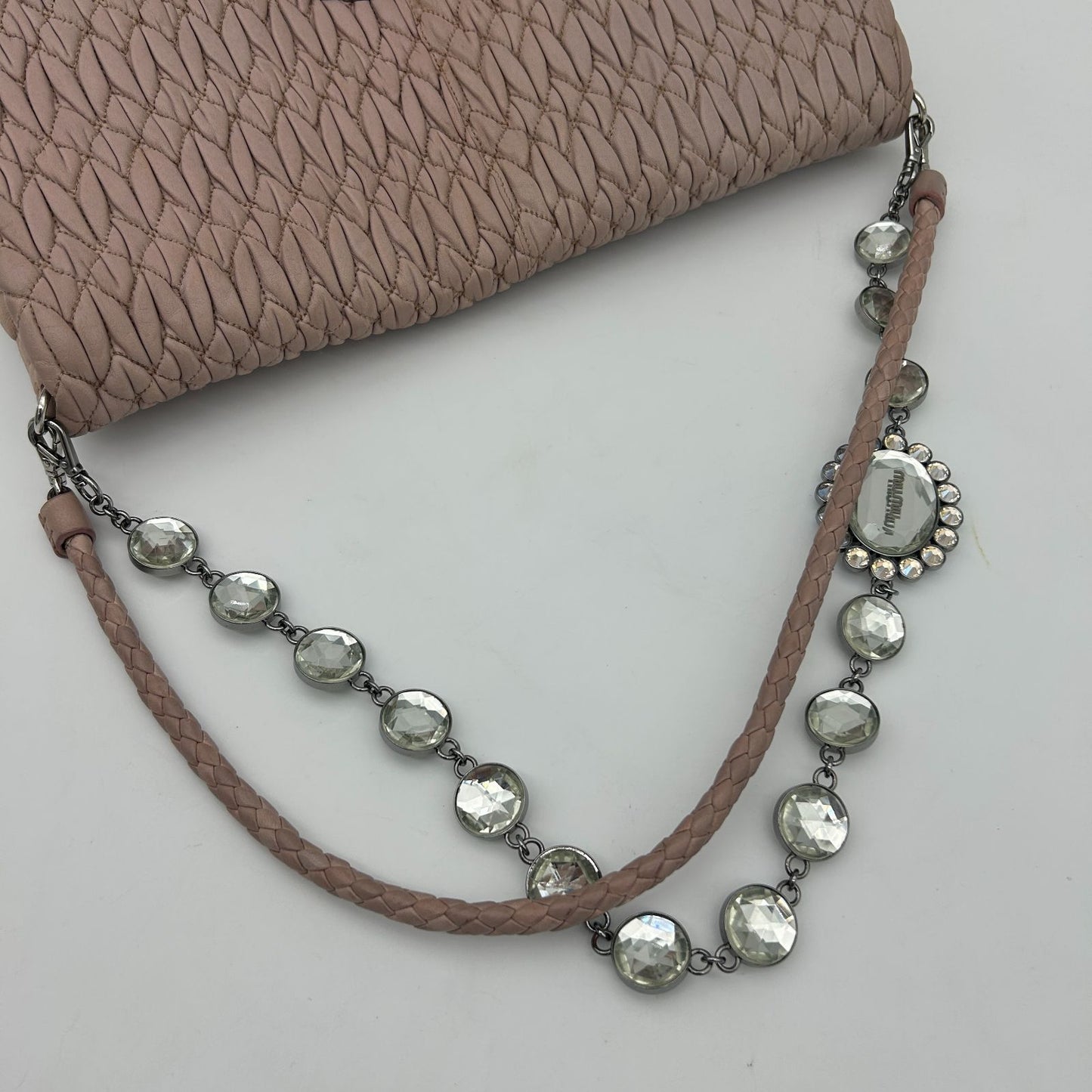 Miu Miu Nappa Crystal Matelasse Leather Bag Pink — view 5