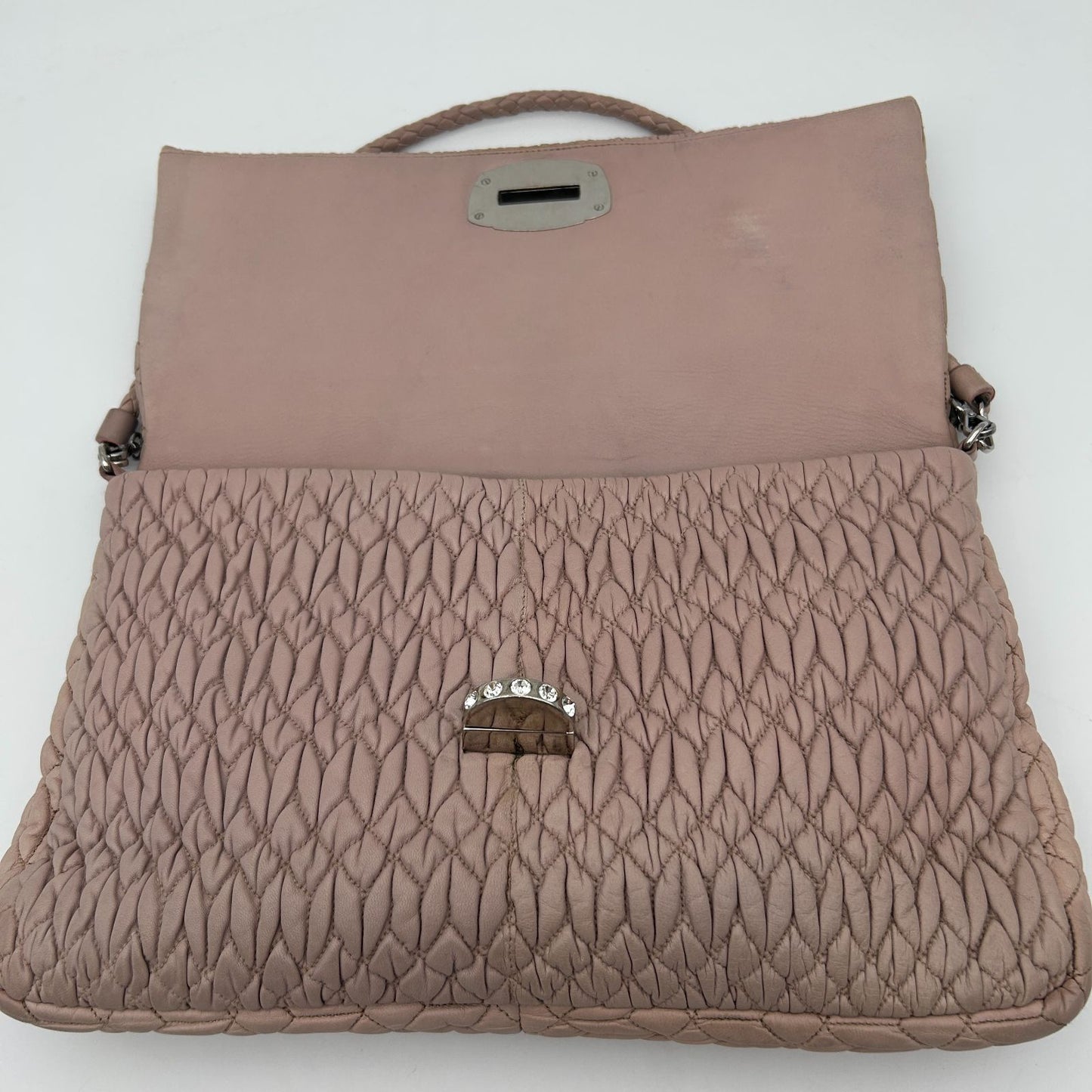 Miu Miu Nappa Crystal Matelasse Leather Bag Pink — view 7