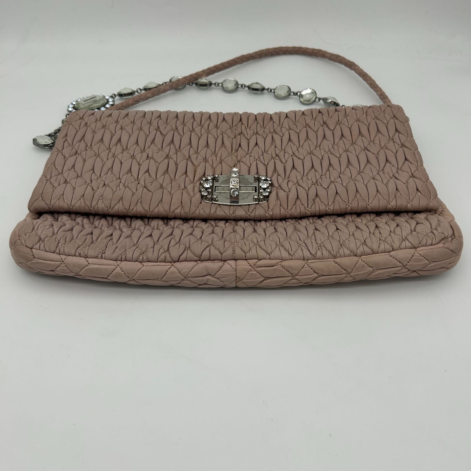 Miu Miu Nappa Crystal Matelasse Leather Bag Pink — view 8