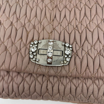 Miu Miu Nappa Crystal Matelasse Leather Bag Pink — view 6
