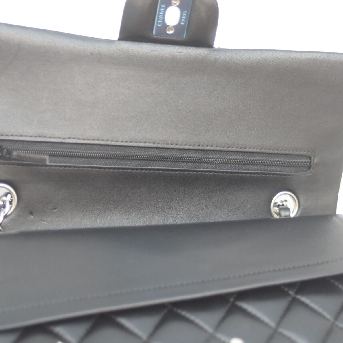 Chanel Black Lambskin Silver Double Flap Quilted 25 — view 7
