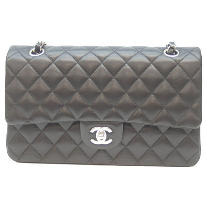 Chanel Black Lambskin Silver Double Flap Quilted 25