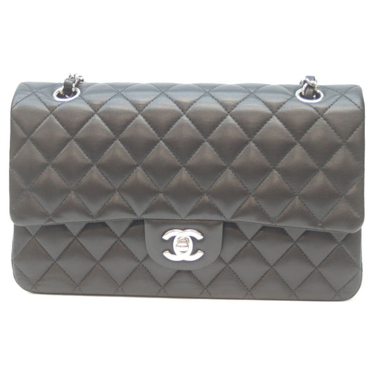 Chanel Black Lambskin Silver Double Flap Quilted 25