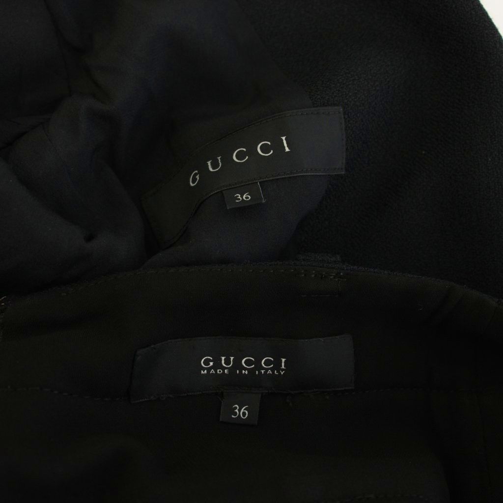 Gucci Suit Set Top and Bottom Tailored Jacket Tight Skirt Knee Length 36 Black