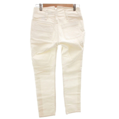 Balenciaga Skinny Pants Tight High Waist Cotton 36 White