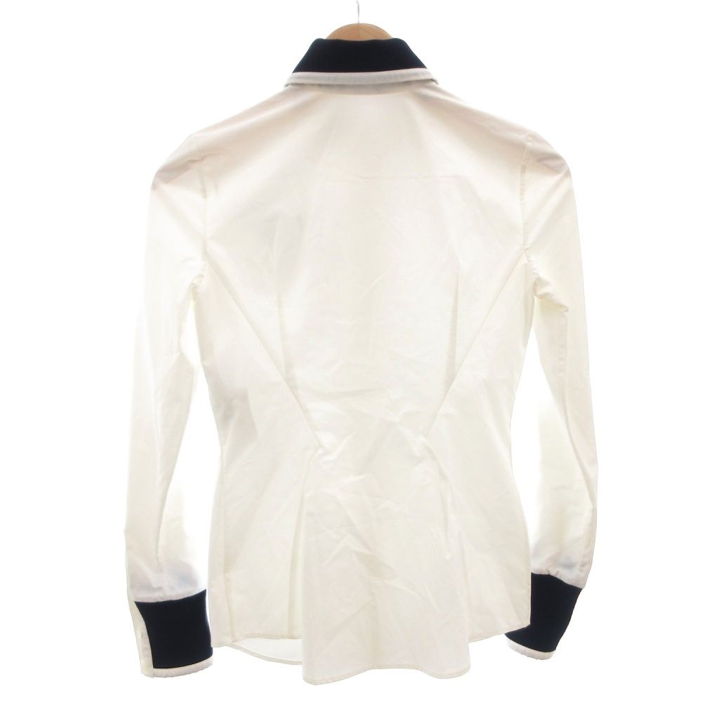 Dior Shirt Blouse Corduroy Patch Sequin Long Sleeve 34 White