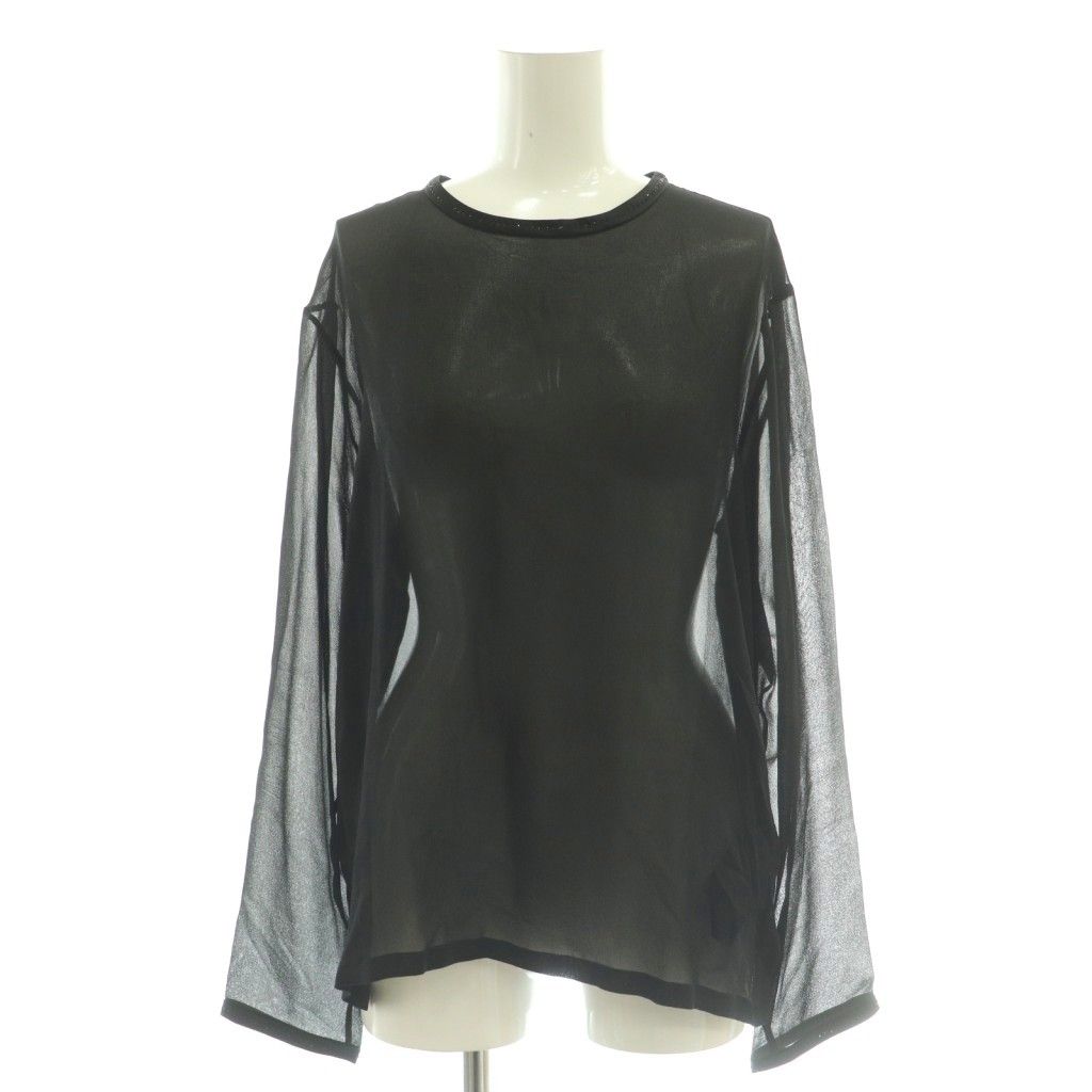 Max Mara Black Tag Top Silk Sheer Line Stone 44 DF