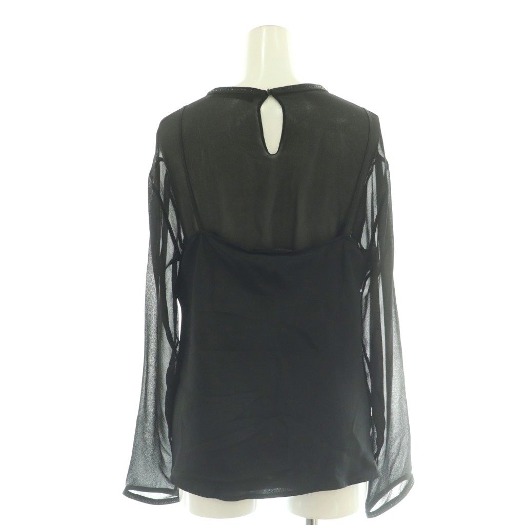 Max Mara Black Tag Top Silk Sheer Line Stone 44 DF