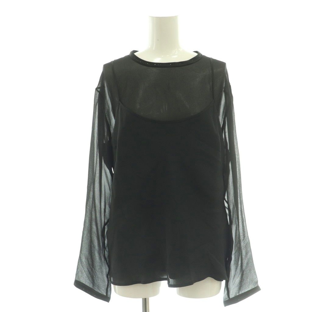 Max Mara Black Tag Top Silk Sheer Line Stone 44 DF