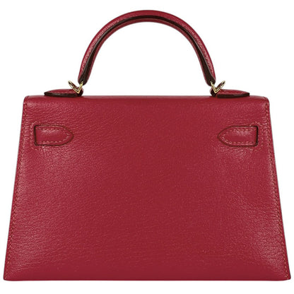 Hermes Kelly 20 2-Way Shoulder Bag Sellier Mini 2 Chevre Rose