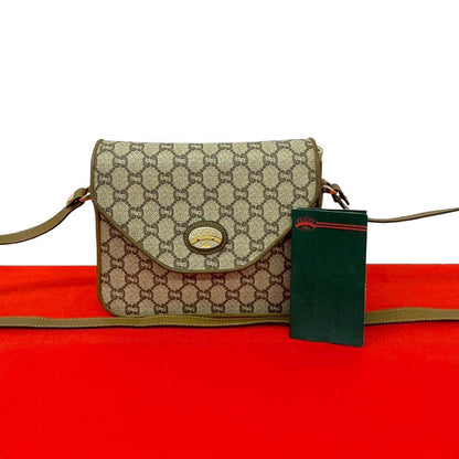 Gucci Vintage Plus Logo Leather Shoulder Bag Pochette Brown