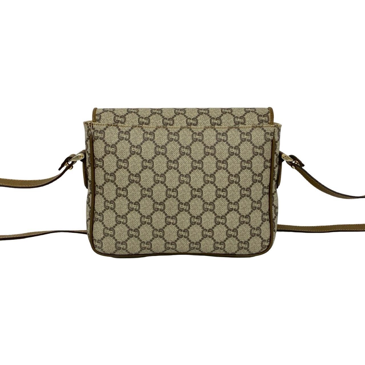 Gucci Vintage Plus Logo Leather Shoulder Bag Pochette Brown — view 3