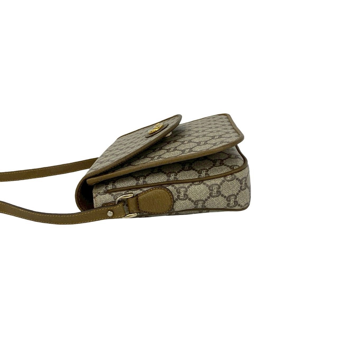 Gucci Vintage Plus Logo Leather Shoulder Bag Pochette Brown — view 5