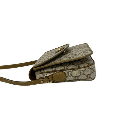 Gucci Vintage Plus Logo Leather Shoulder Bag Pochette Brown — view 5