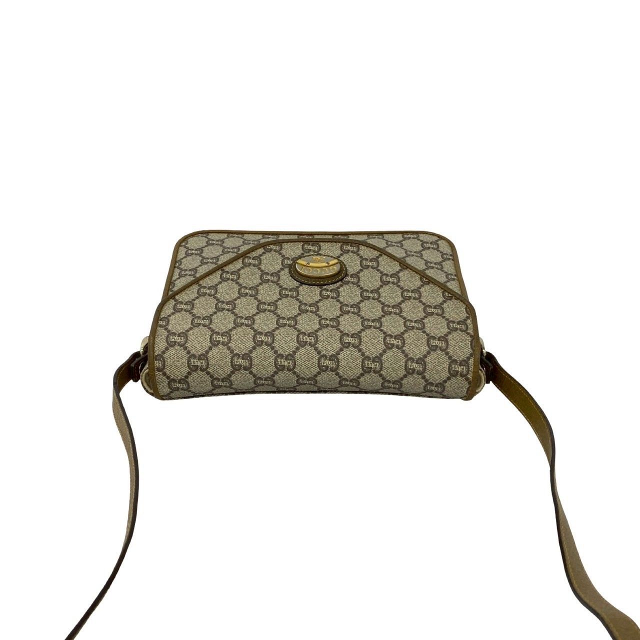 Gucci Vintage Plus Logo Leather Shoulder Bag Pochette Brown — view 4