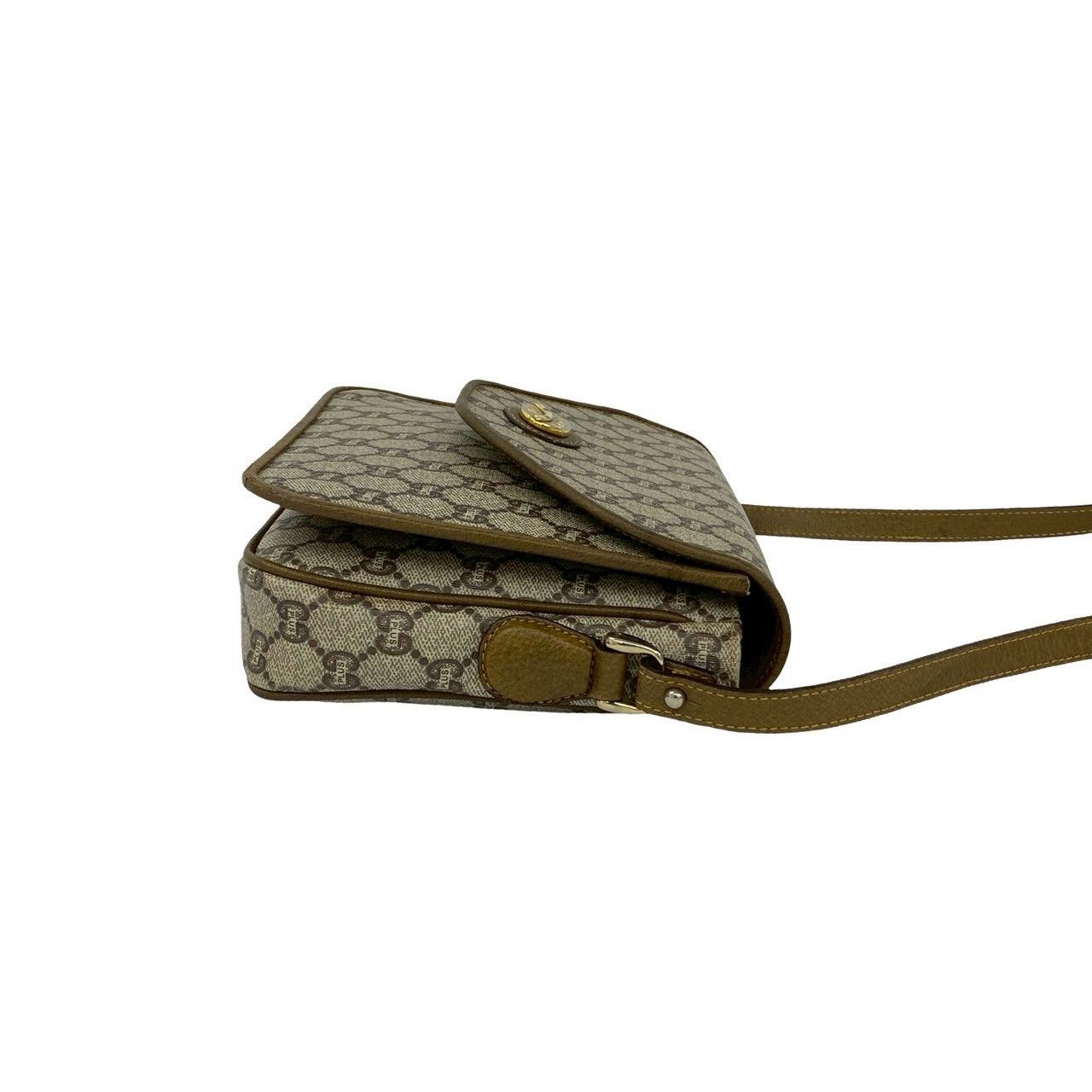 Gucci Vintage Plus Logo Leather Shoulder Bag Pochette Brown — view 6