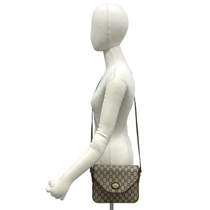 Gucci Vintage Plus Logo Leather Shoulder Bag Pochette Brown — view 2