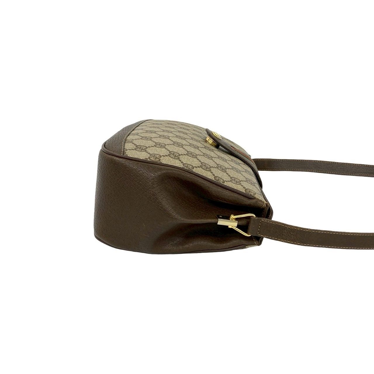 Gucci Vintage Sherry Line GG Logo Leather Shoulder Bag Pochette Brown — view 6