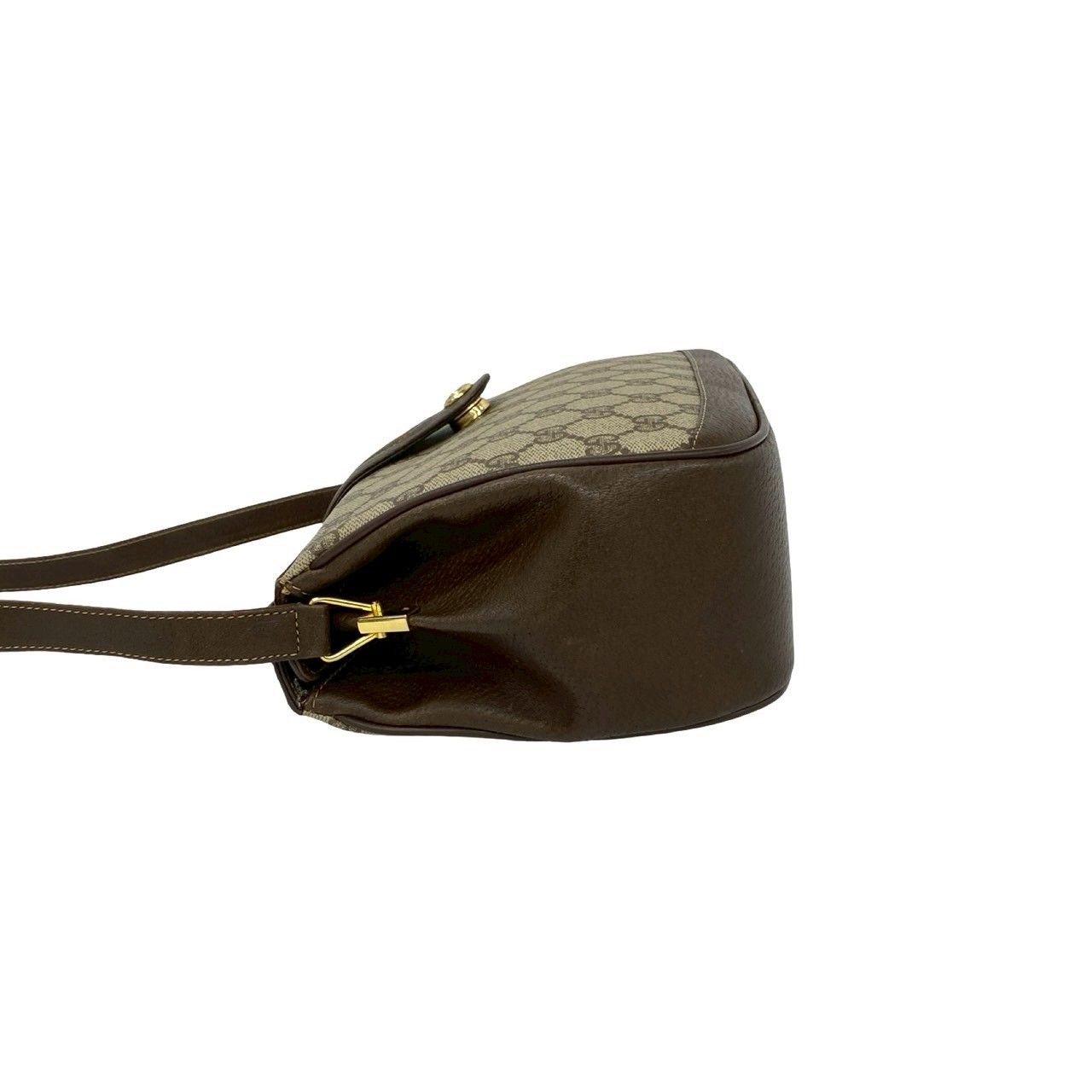 Gucci Vintage Sherry Line GG Logo Leather Shoulder Bag Pochette Brown — view 5