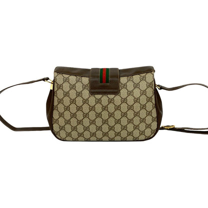 Gucci Vintage Sherry Line GG Logo Leather Shoulder Bag Pochette Brown — view 3