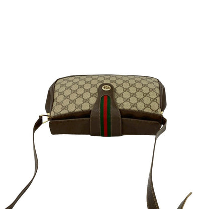 Gucci Vintage Sherry Line GG Logo Leather Shoulder Bag Pochette Brown — view 4