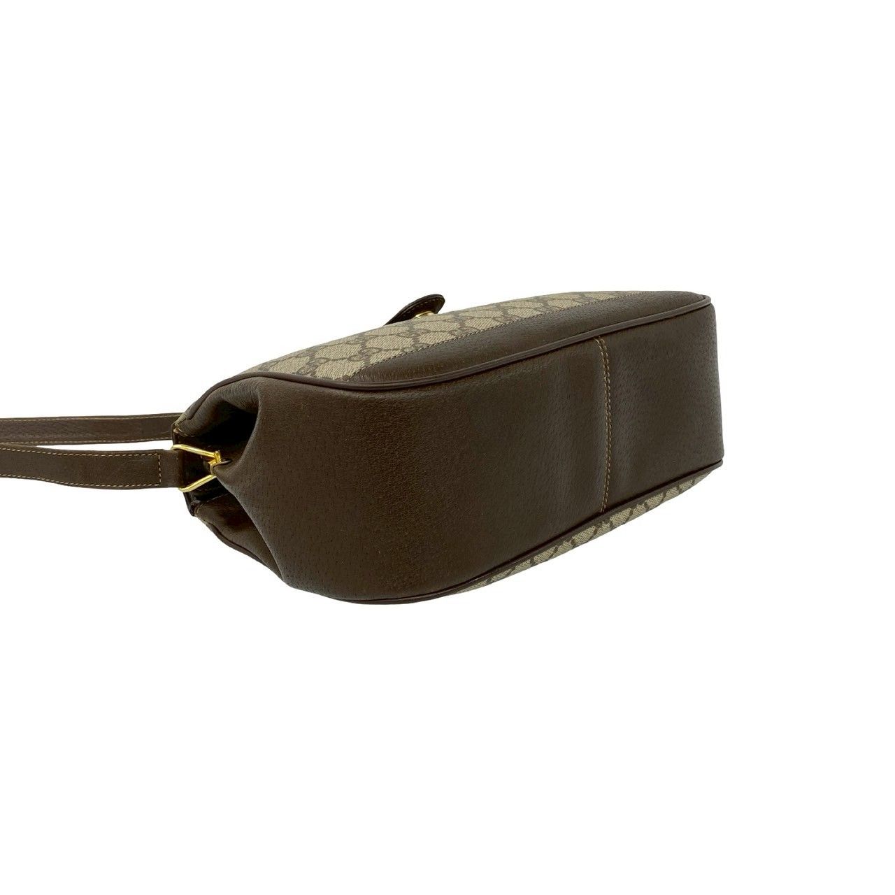 Gucci Vintage Sherry Line GG Logo Leather Shoulder Bag Pochette Brown — view 7