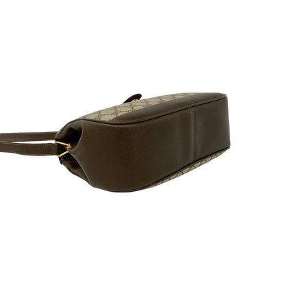 Gucci Vintage Sherry Line GG Logo Leather Shoulder Bag Pochette Brown — view 7