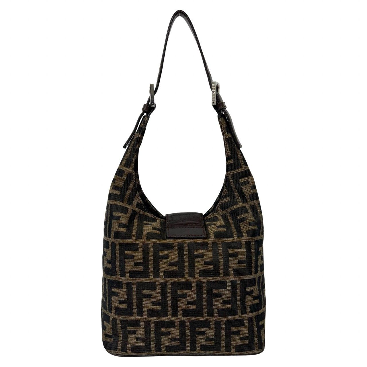 Fendi Zucca FF Pattern Canvas Leather Shoulder Bag Mini Tote Brown — view 3