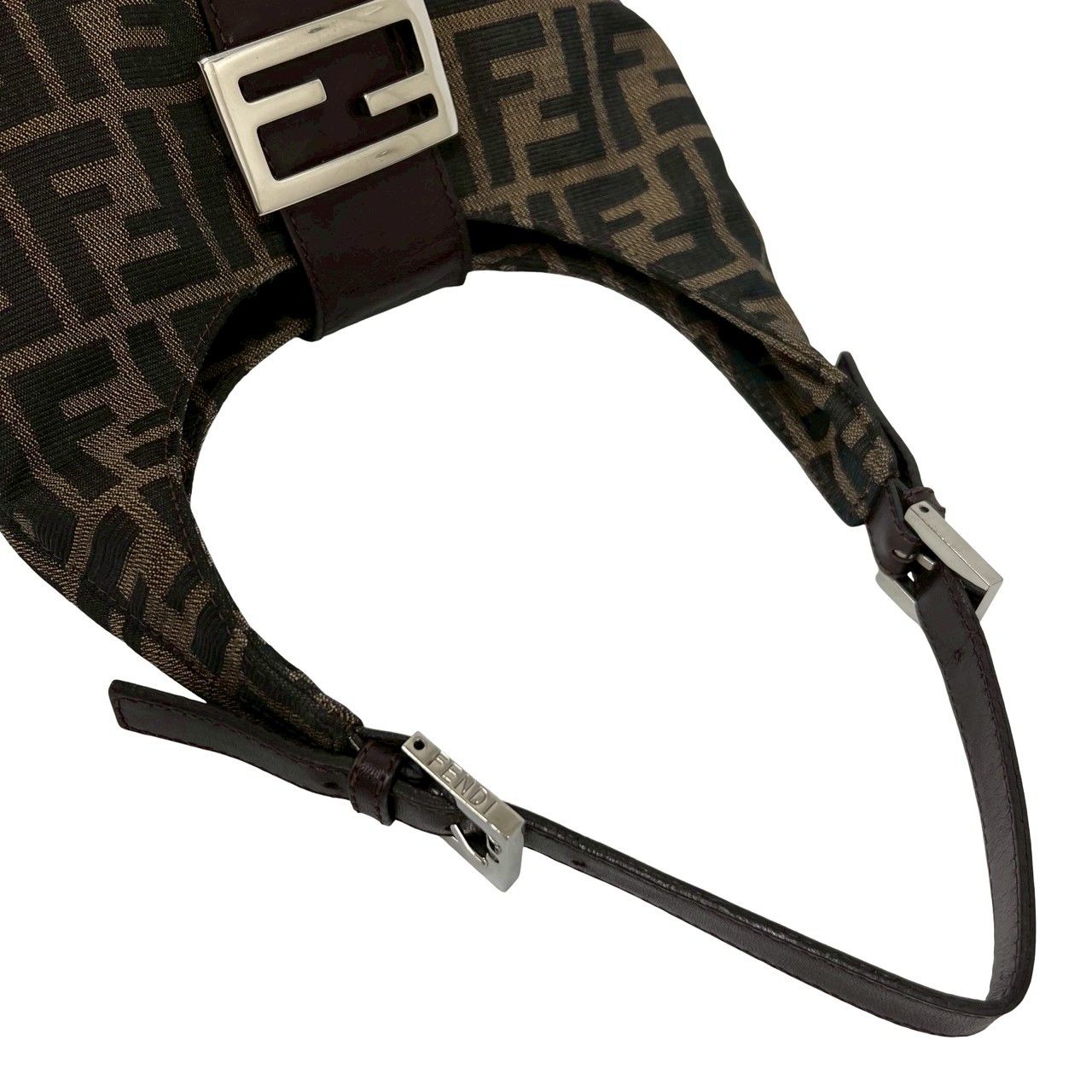 Fendi Zucca FF Pattern Canvas Leather Shoulder Bag Mini Tote Brown — view 4