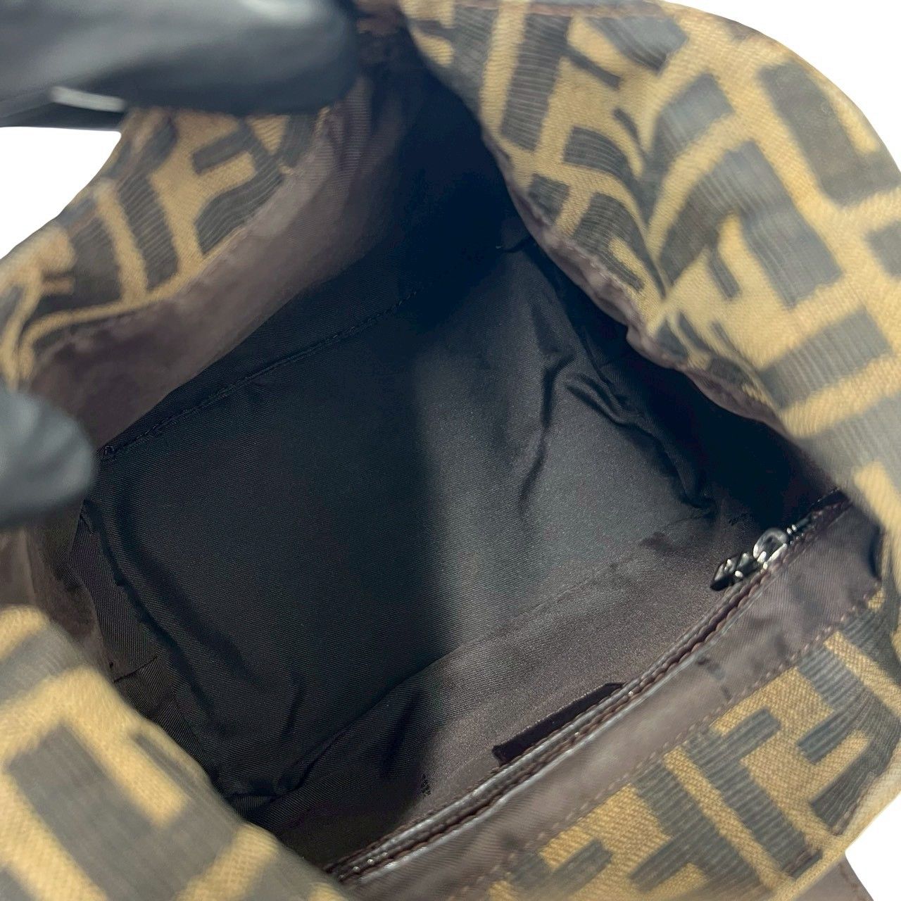 Fendi Zucca FF Pattern Canvas Leather Shoulder Bag Mini Tote Brown — view 9