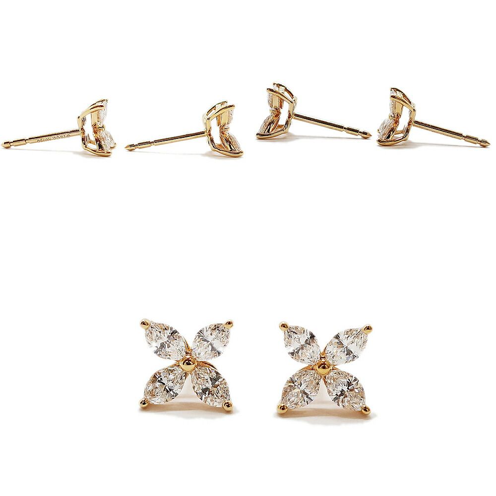 Tiffany & Co Ten Victoria Earrings Diamond Pink Gold 18k Small — view 2
