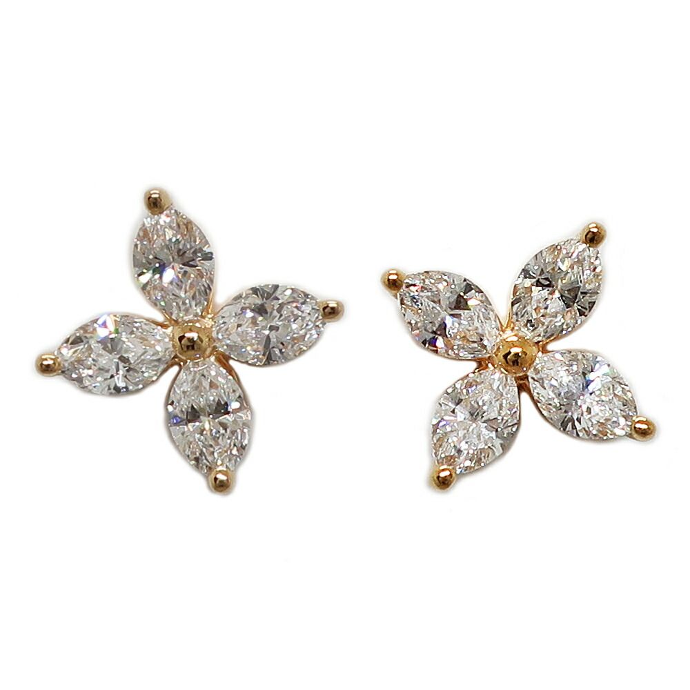 Tiffany & Co Ten Victoria Earrings Diamond Pink Gold 18k Small — view 7