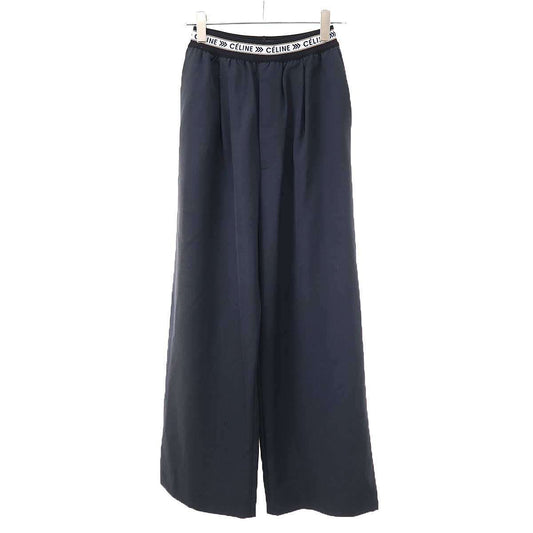 Celine by Phoebe Philo Waist Logo Wide Easy Trousers Pants 2 Charcoal 34