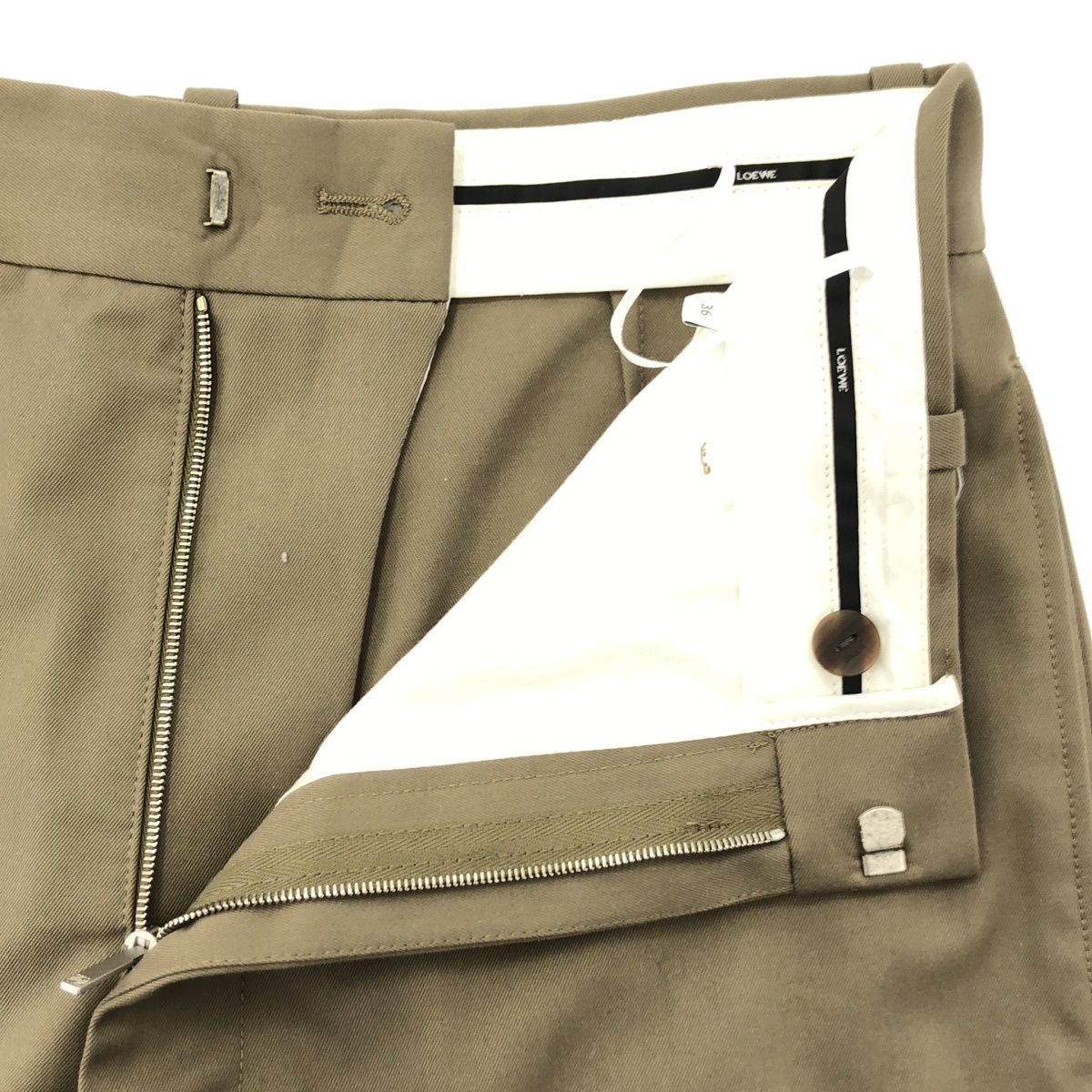 Loewe Regular Fit Tailored Trousers Pants Khaki Beige 36