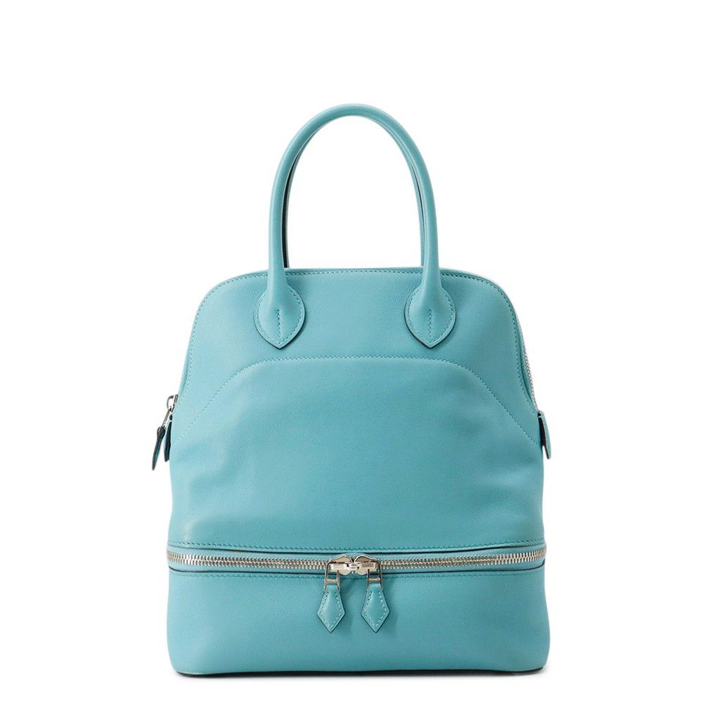 Hermes Handbag Tall Cles Blue Sun Seal Silver Swift