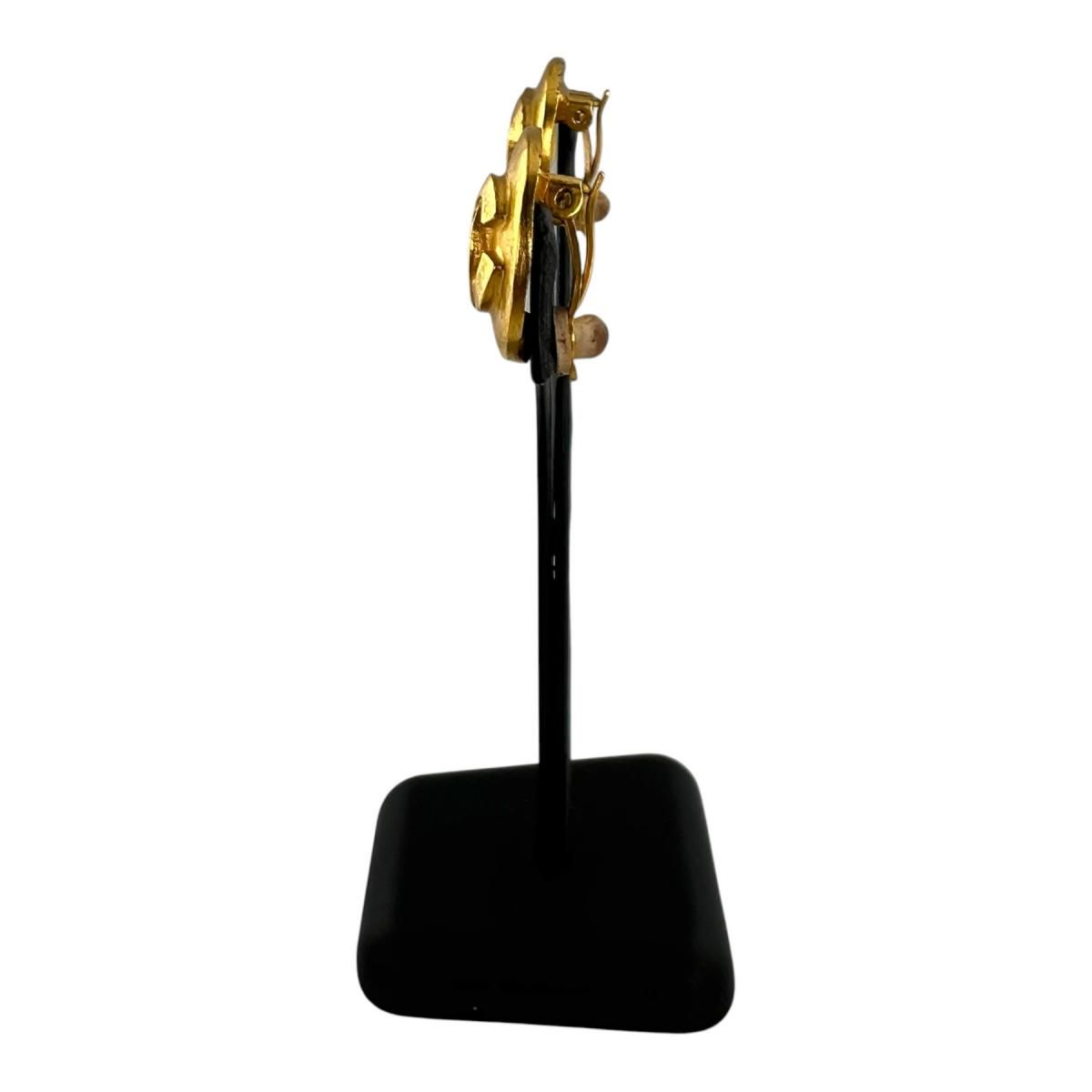 Chanel Turnlock Round Earrings CC Logo Gold — view 4