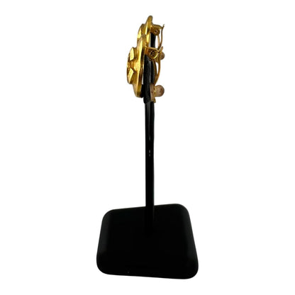 Chanel Turnlock Round Earrings CC Logo Gold — view 4