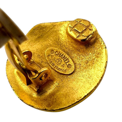Chanel Turnlock Round Earrings CC Logo Gold — view 7