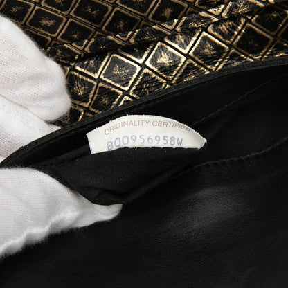 Bottega Veneta Intrecci Omirage Chain Shoulder Bag Black Gold Leather