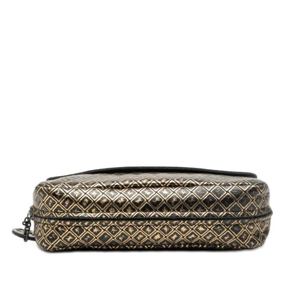 Bottega Veneta Intrecci Omirage Chain Shoulder Bag Black Gold Leather