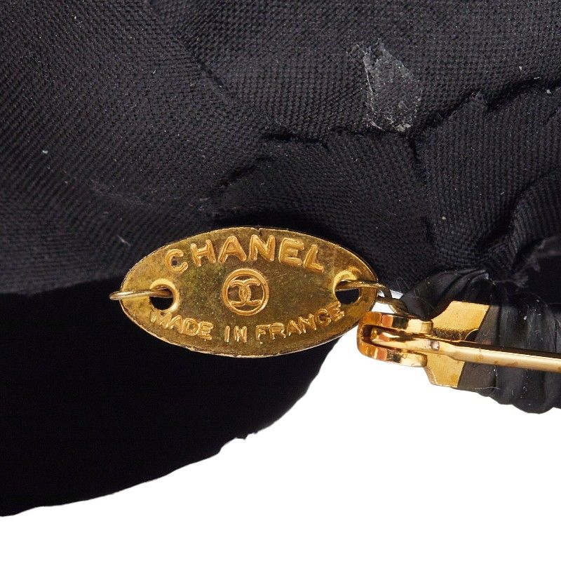 Chanel Camellia Brooch Corsage Black Satin