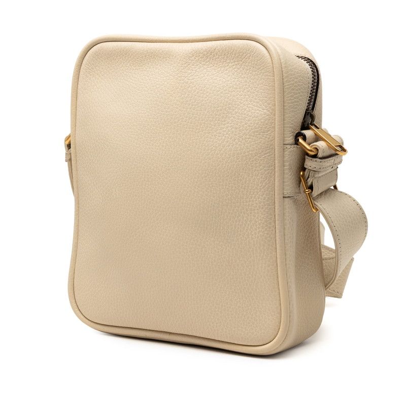 Gucci Logo Print Shoulder Bag White Multicolor Leather